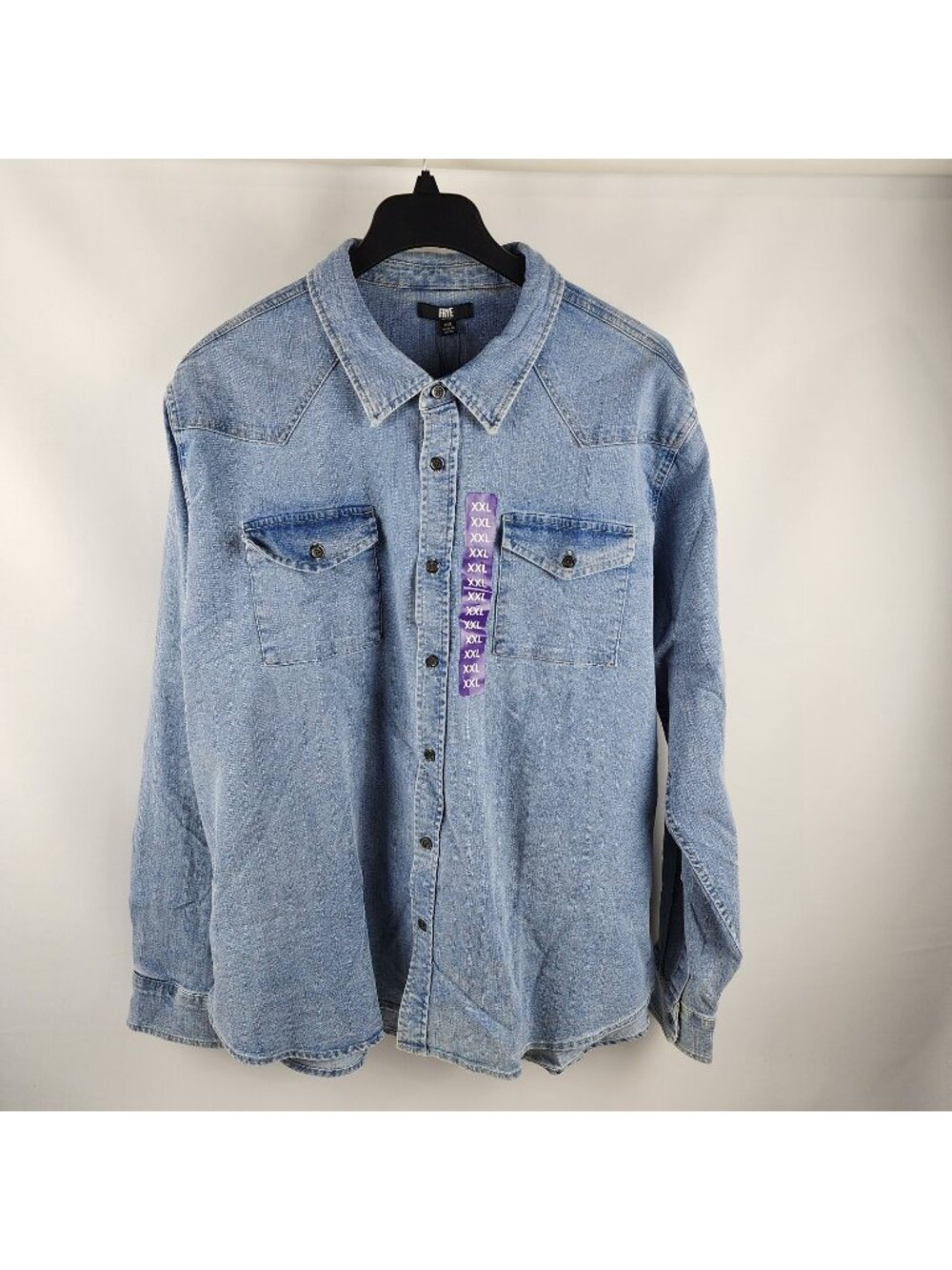Frye Shirt Mens XXL Blue Denim Button Up Shirt Light Wash NWT